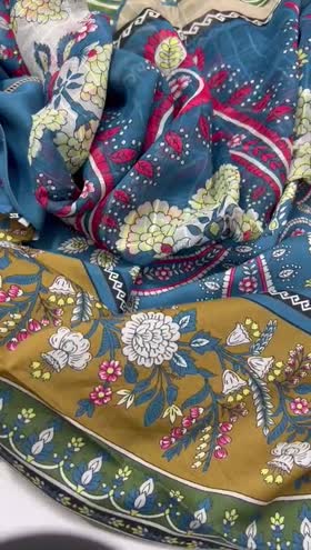 Rs 3850 Coral Linen printed 3 pc chiffon duppata Rs 3850 Coral Linen printed 3 pc chiffon duppata